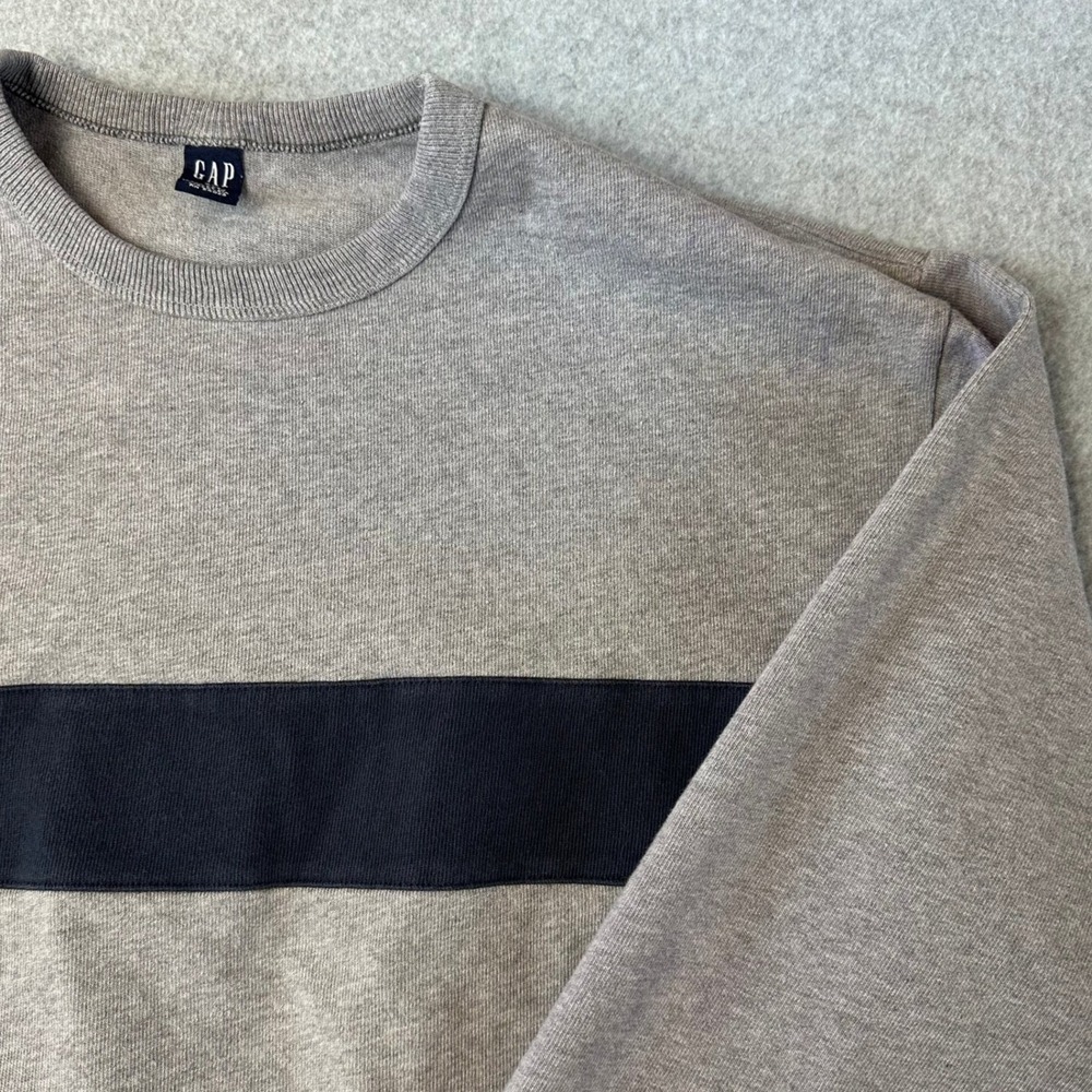 Vtg GAP Mens XL Gray Navy Blue‎ Stripe Long Sleeve Shirt 02/HOL 175244 2002